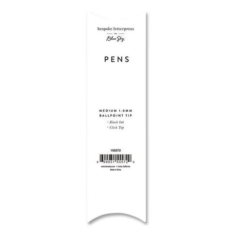 Bespoke Letterpress Pen, Retractable, Bold 1 Mm, Black Ink, Assorted Barrel Colors, 3/pack