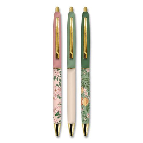Bespoke Letterpress Pen, Retractable, Bold 1 Mm, Black Ink, Assorted Barrel Colors, 3/pack