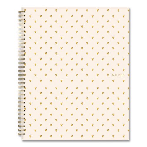 Bespoke Letterpress Content Notebook, Cream Hearts Cover, (150) 11 X 8.5 Sheets