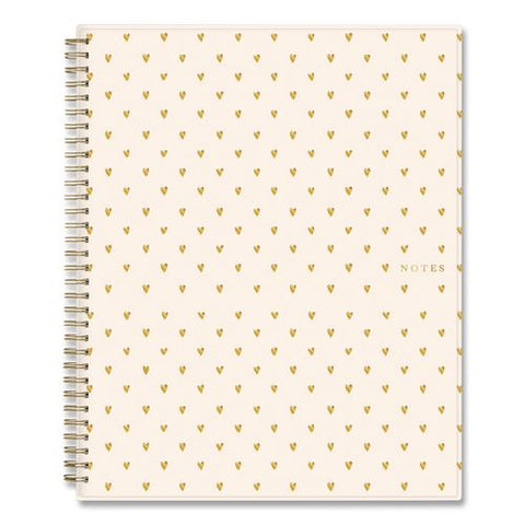 Bespoke Letterpress Content Notebook, Cream Hearts Cover, (150) 11 X 8.5 Sheets