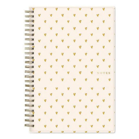 Bespoke Letterpress Content Notebook, Cream Hearts Cover, (150) 8.5 X 5.75 Sheets