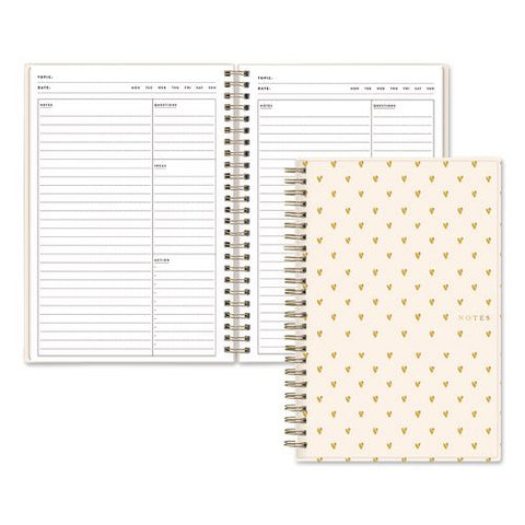 Bespoke Letterpress Content Notebook, Cream Hearts Cover, (150) 8.5 X 5.75 Sheets