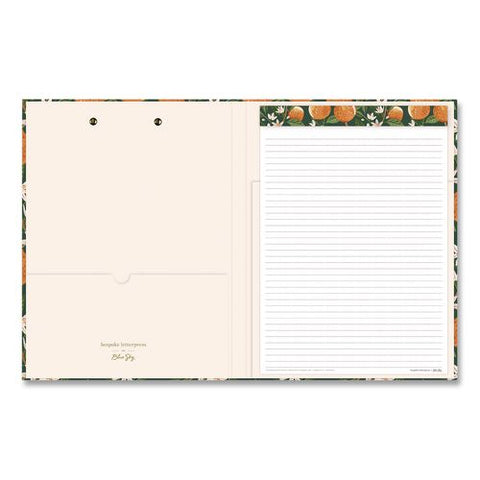 Bespoke Letterpress Clipfolio With Notebook, 8.5 X 11 Sheets, Oranges