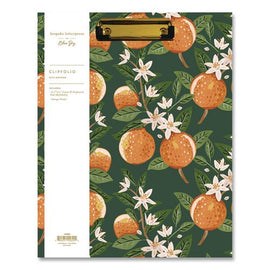 Bespoke Letterpress Clipfolio With Notebook, 8.5 X 11 Sheets, Oranges