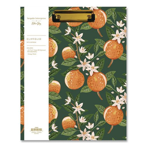 Bespoke Letterpress Clipfolio With Notebook, 8.5 X 11 Sheets, Oranges