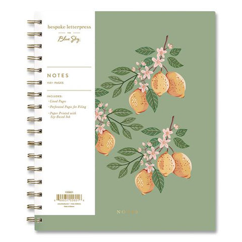Bespoke Letterpress Notebook, Lemons Cover, (150) 9 X 7 Sheets