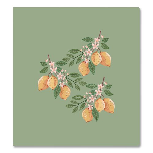 Bespoke Letterpress Ring Binder, 3 Rings, 1.25" Capacity, 11 X 8.5, Green/lemon Design