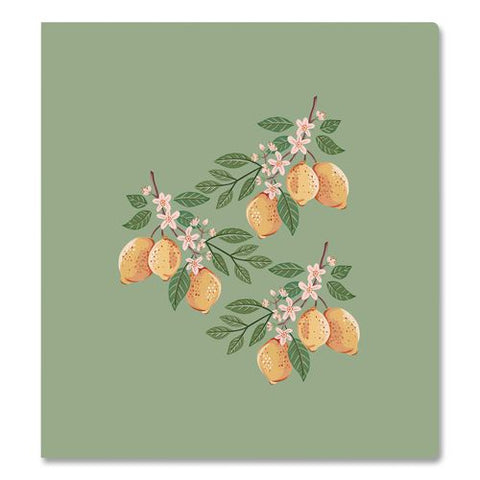 Bespoke Letterpress Ring Binder, 3 Rings, 1.25" Capacity, 11 X 8.5, Green/lemon Design