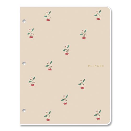 Bespoke Letterpress Undated Monthly Planner, Cherries Blush, 11 X 8.5