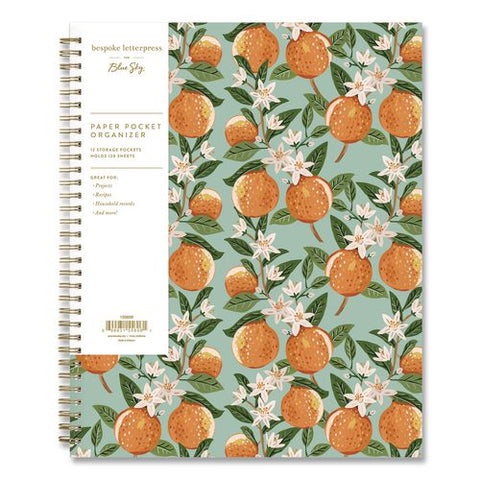Bespoke Letterpress 12-pocket Portfolio, 8.5 X 11, Oranges Aqua