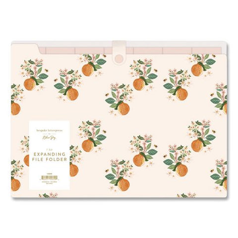 7-tab Plastic Accordion File, 7 Sections, Snap Closure, Top Tabs, Legal Size, Oranges Light