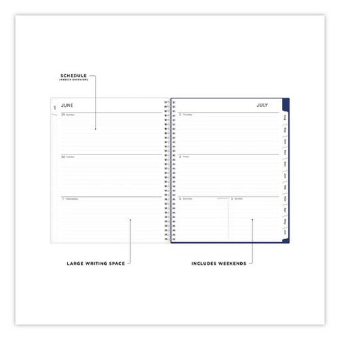 Blue Block Academic Year Weekly/monthly Planner, 11 X 8.5, Blue Cover, 12-month (july To June): 2026 To 2027