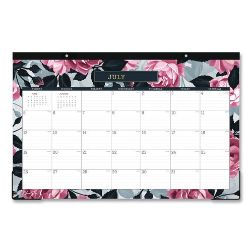 Roosevelt Pink Academic Monthly Desk Pad Calendar, 17 X 11, White Sheets, Clear Corners, 12-month: (july To June): 2026-2027