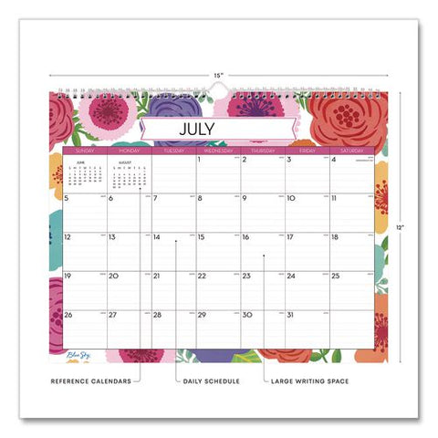 Mahalo Academic Monthly Wall Calendar, 15 X 12, White Sheets, 12-month (july To June): 2026 To 2027
