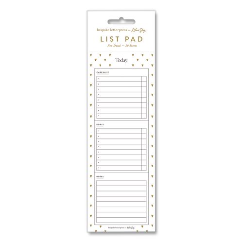 Bespoke Letterpress Cream Hearts Daily Planning Pad, 3 X 8, Undated