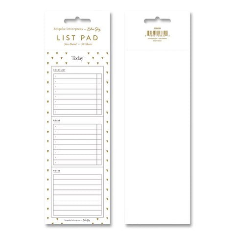Bespoke Letterpress Cream Hearts Daily Planning Pad, 3 X 8, Undated