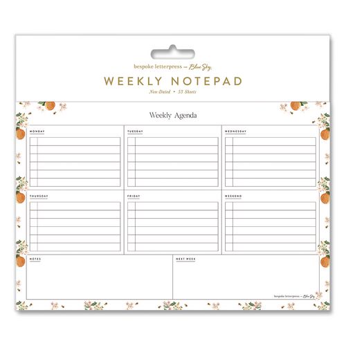 Bespoke Letterpress Mini Oranges Weekly Planning Pad, 9 X 6, Undated