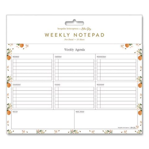 Bespoke Letterpress Mini Oranges Weekly Planning Pad, 9 X 6, Undated