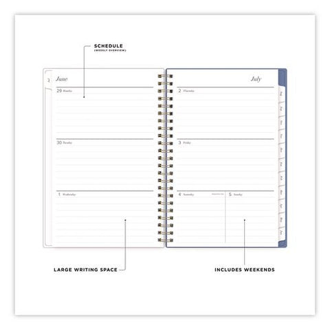 Elenora Academic Year Weekly/monthly Planner, Blue Bows/pink Floral Artwork, 8 X 5, 12-month (july To June): 2026 To 2027