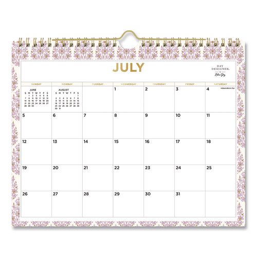 Day Designer Kerridge Lilac Academic Monthly Wall Calendar, 11 X 8.75, White Sheets, 12-month (july To June): 2026 To 2027