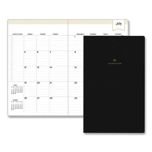 Day Designer Academic Year Weekly/monthly Planner, 8 X 5, Black Faux Leather, 12-month (july To June): 2026 To 2027