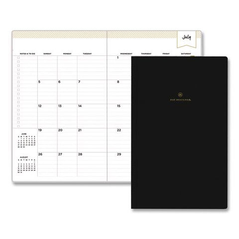 Day Designer Academic Year Weekly/monthly Planner, 8 X 5, Black Faux Leather, 12-month (july To June): 2026 To 2027
