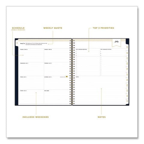 Day Designer Hybrid Work Week Academic Year Weekly/monthly Planner, Black Pebble Cover, 10x8, 12-month (july-june): 2026-2027