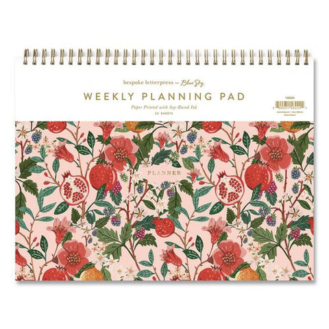 Bespoke Letterpress Pomegranate Blush Weekly Planning Pad, 12 X 9, Undated