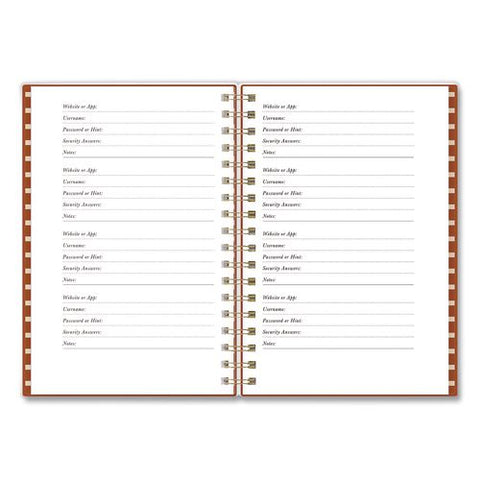 Bespoke Letterpress Passwords Tracker Notebook, Terracotta Cover, (150) 6 X 4 Sheets