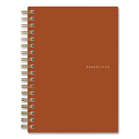 Bespoke Letterpress Passwords Tracker Notebook, Terracotta Cover, (150) 6 X 4 Sheets