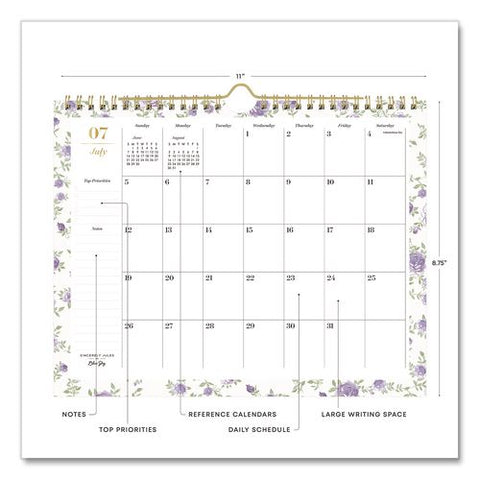 Sincerely Jules Forget Me Not Academic Monthly Wall Calendar, 11 X 8.75, White Sheets, 12-month (july To June): 2026 To 2027