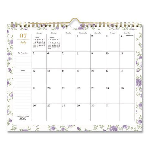 Sincerely Jules Forget Me Not Academic Monthly Wall Calendar, 11 X 8.75, White Sheets, 12-month (july To June): 2026 To 2027