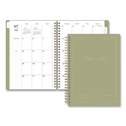 Sage Academic Year Weekly/monthly Planner, 8 X 6, Sage Cover, 12-month (july To June): 2026 To 2027