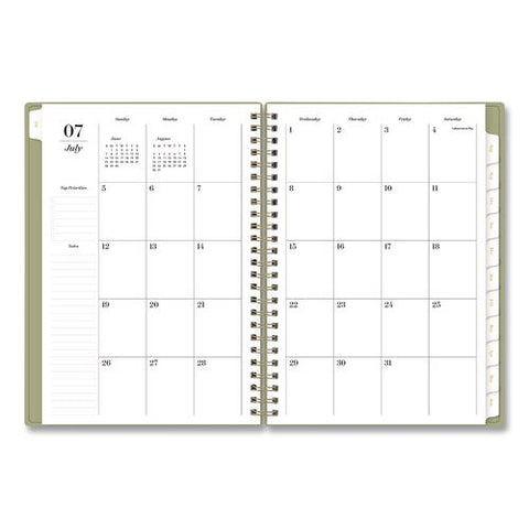Sage Academic Year Weekly/monthly Planner, 8 X 6, Sage Cover, 12-month (july To June): 2026 To 2027
