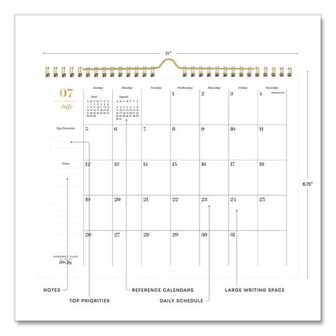 Sincerely Jules Elevated Academic Monthly Wall Calendar, 11 X 8.75, White Sheets, 12-month (july To June): 2026 To 2027