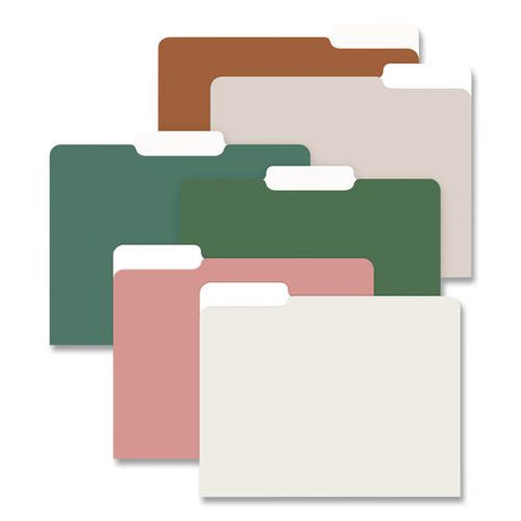 Bespoke Letterpress File Folders, 1/3-cut Tabs: Assorted, Letter Size, Assorted Colors, 6/pack
