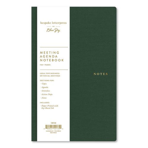 Bespoke Letterpress Meeting Agenda Notebook, Forest Green Cover, (150) 8 X 5 Sheets