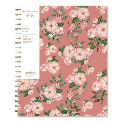 Bespoke Letterpress Notebook, Camellia Floral Cover, (150) 11 X 8.5 Sheets