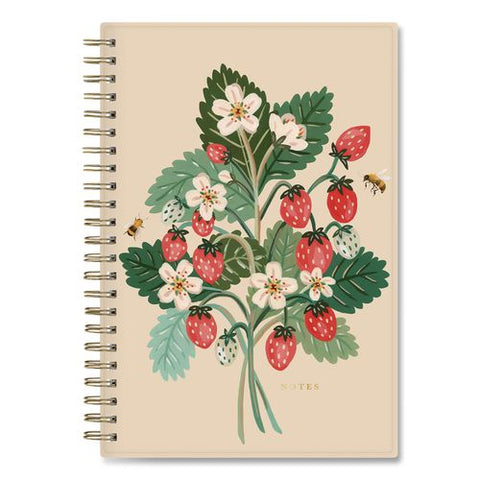 Blue Sky Bespoke Letterpress Content Notebook, Strawberry And Bee Cover, (150) 8 X 5 Sheets