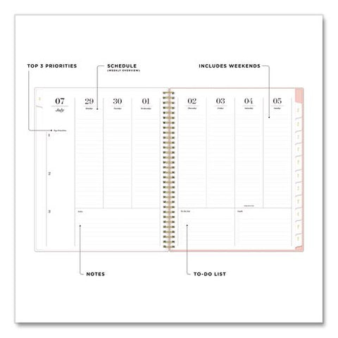 Sincerely Jules Berry Season Rose Academic Year Weekly/monthly Planner, 11 X 8, Pink Cover, 12-month (july To June):2026-2027