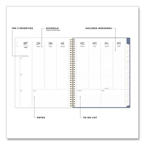Sincerely Jules Mahana Blue Academic Year Weekly/monthly Planner, 11 X 8, 12-month (july To June): 2026 To 2027