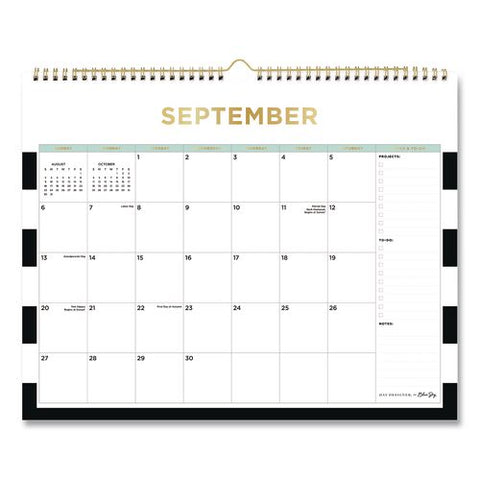 Day Designer Rugby Stripe Academic Monthly Wall Calendar, 15 X 12, White Sheets, 12-month (july To June): 2026 To 2027
