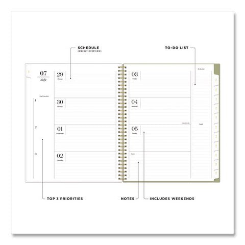 Sincerely Jules Anoura Sage Weekly/monthly Planner, 11 X 8, 12-month (july To June): 2026 To 2027
