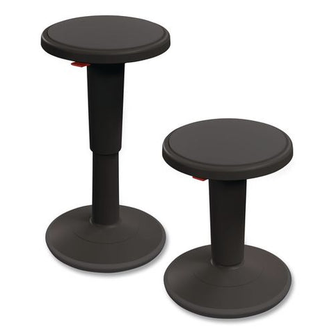 Hierarchy Grow Stool, Short, Backless, Supports Up To 250 Lbs, 14" To 18" Seat Height, Black Seat, Black Base