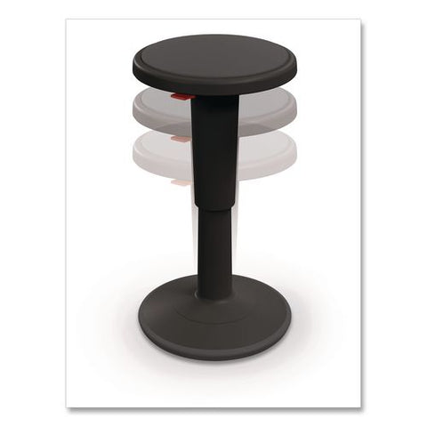 Hierarchy Grow Stool, Short, Backless, Supports Up To 250 Lbs, 14" To 18" Seat Height, Black Seat, Black Base