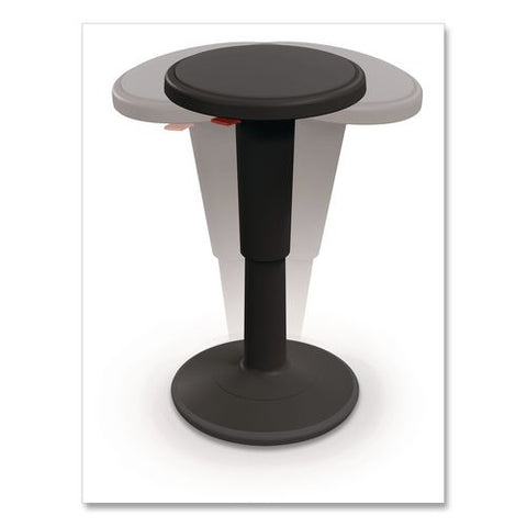 Hierarchy Grow Stool, Short, Backless, Supports Up To 250 Lbs, 14" To 18" Seat Height, Black Seat, Black Base