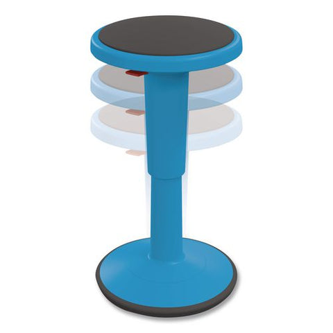 Hierarchy Grow Stool, Short, Backless, Supports Up To 250 Lbs, 14" To 18" Seat Height, Blue Seat, Blue Base