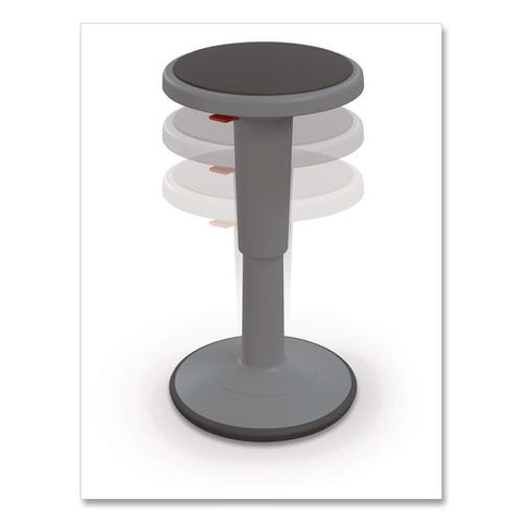 Hierarchy Grow Stool, Short, Backless, Supports Up To 250 Lbs, 14" To 18" Seat Height, Gray Seat, Gray Base