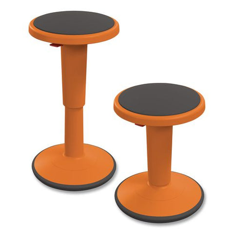 Hierarchy Grow Stool, Short, Backless, Supports Up To 250 Lbs, 14" To 18" Seat Height, Orange Seat, Orange Base