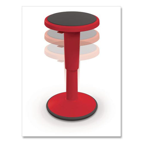 Hierarchy Grow Stool, Short, Backless, Supports Up To 250 Lbs, 14" To 18" Seat Height, Red Seat, Red Base